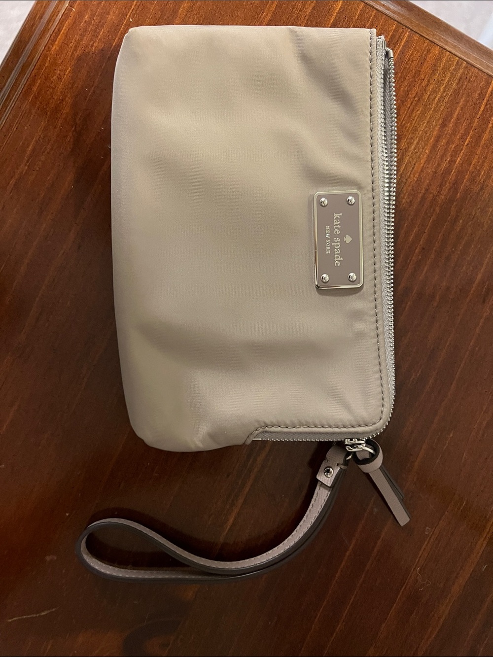 kate spade Men's Taupe Nylon Wristlet with Silver Hardware